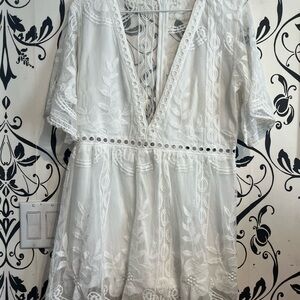 Chic White Lace Swim Coverup